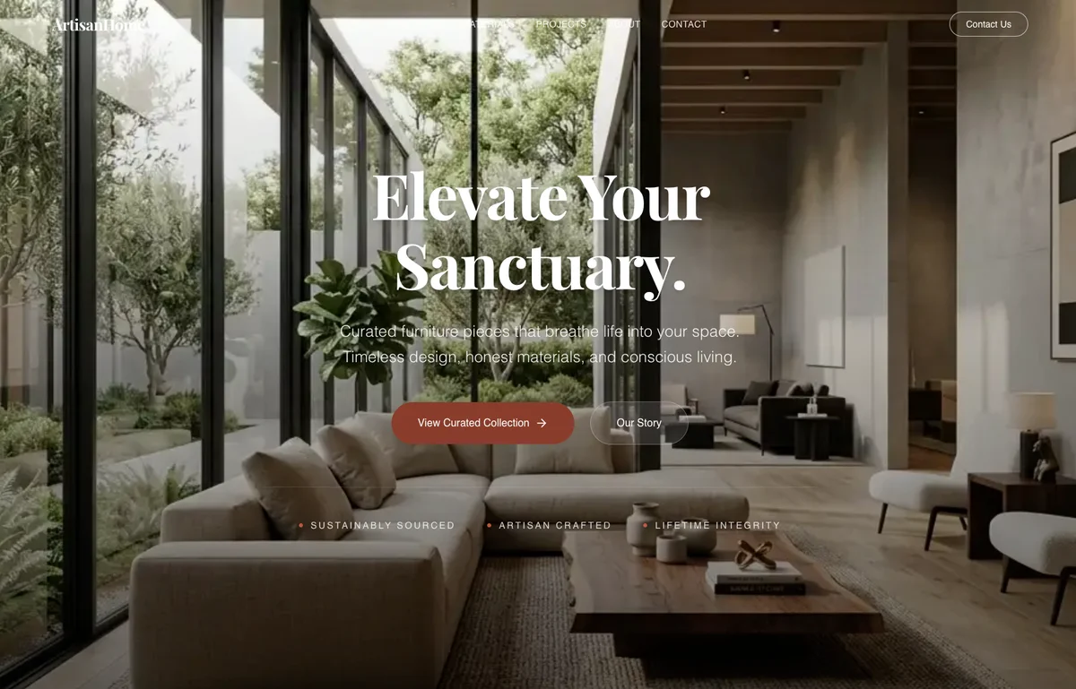 ArtisanHome — Furniture / Interior Website Template