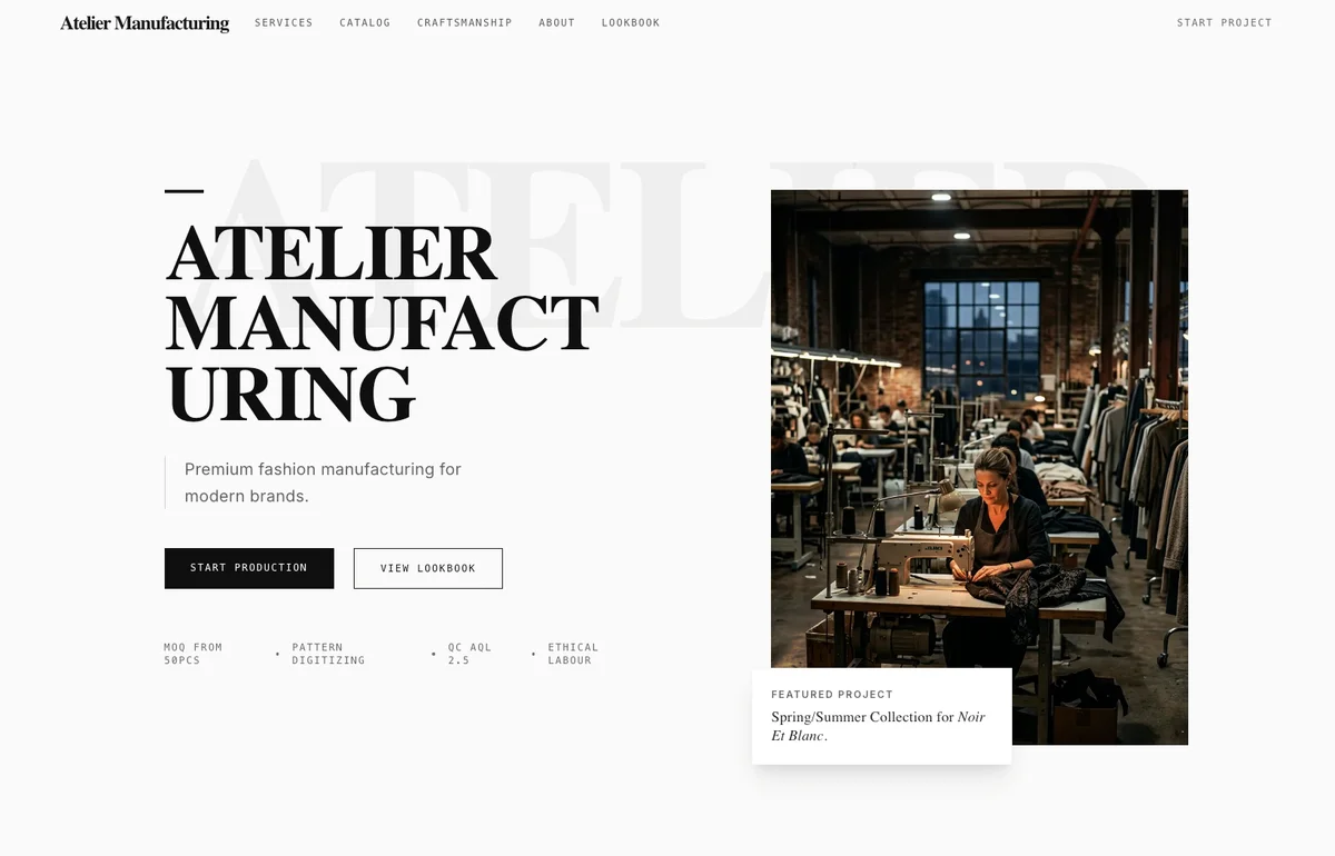 Atelier Fashion — Fashion Manufacturing Website Template