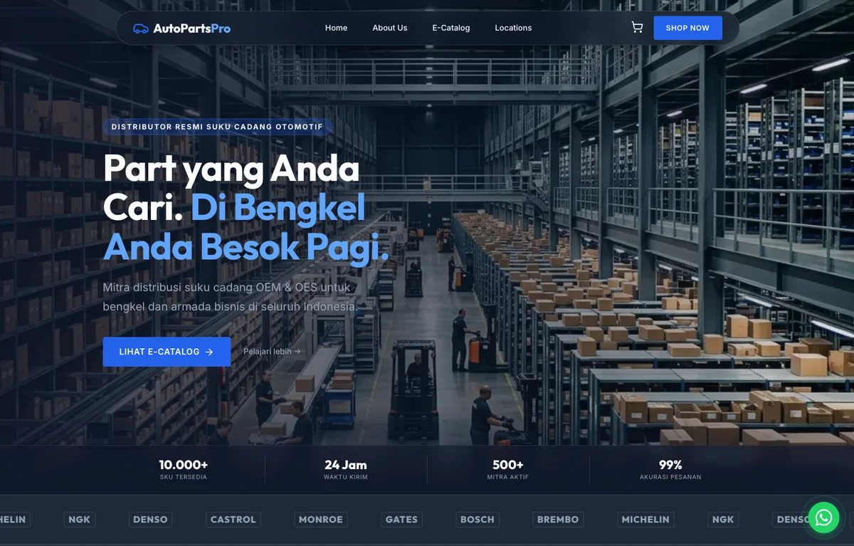 AutoPartsPro — Automotive Parts Distribution Website Template