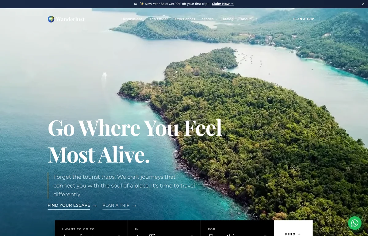Wanderlust Travel — Travel / Hospitality Website Template